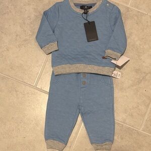 Blue and Gray Quilted Baby Outfit